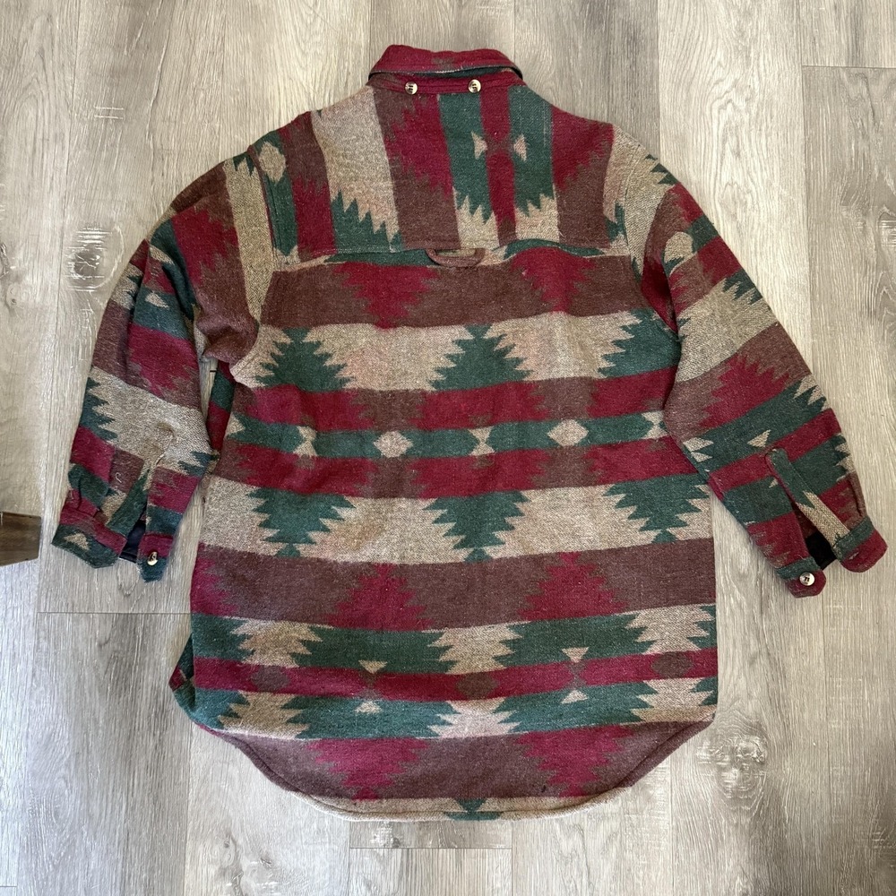 Vintage Paragraff Shirt Mens Small Aztec Southwest Wool Blend Button Up 90s - Picture 9 of 13